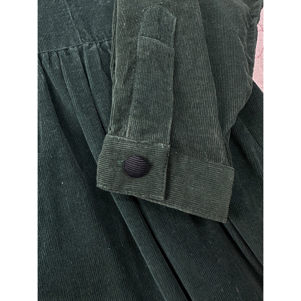 VTG Eddie Bauer Corduroy Dress Green Embroidered Button Front / Women's XS P - Picture 5 of 10